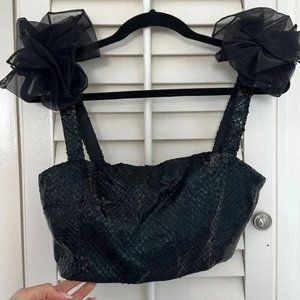 Textured Crop Top with Sleeve Detail